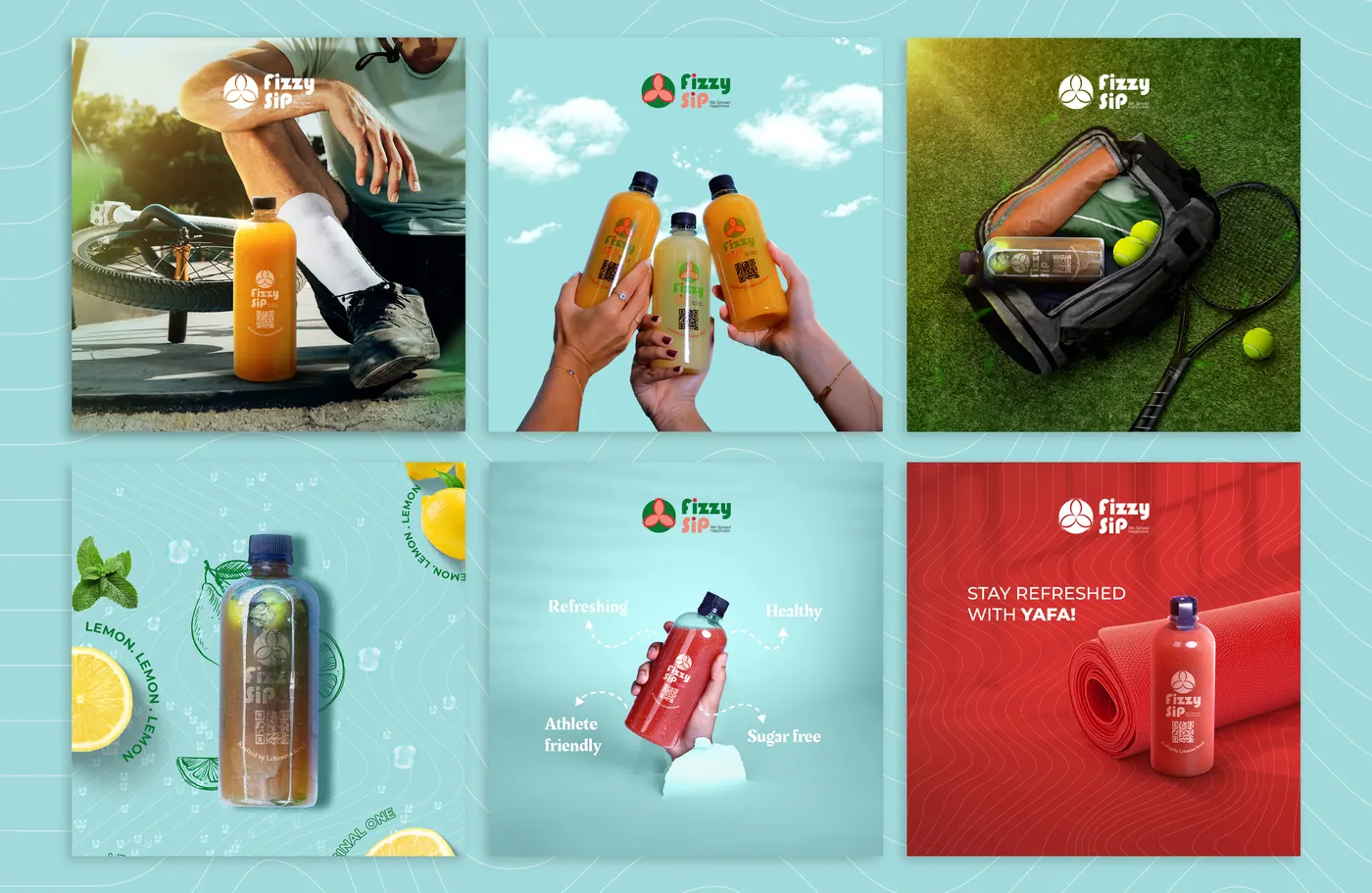 Fizzy Sip social media post designs, set 4