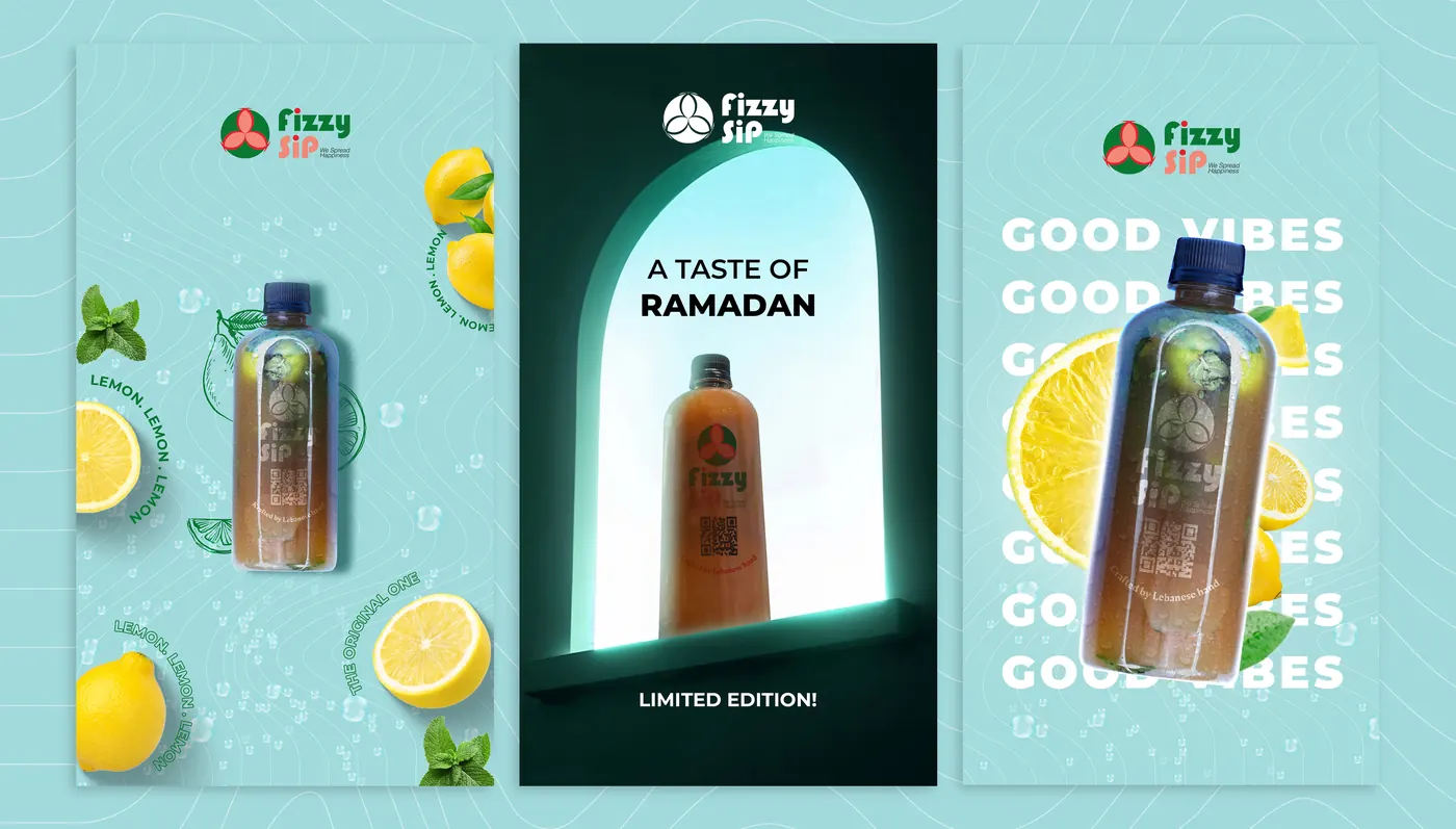 Fizzy Sip social media post designs, set 5